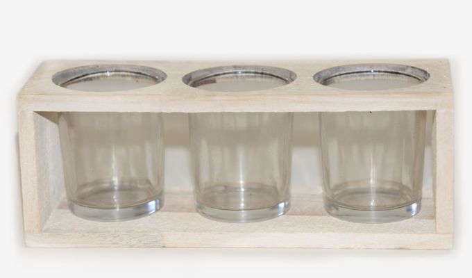 ΞΥΛΙΝΗ ΜΑΚΡΟΣΤΕΝΗ ΒΑΣΗ ΜΕ 3 ΓΥΑΛΙΝΑ ΡΕΣΩ 21cm x 7.5cm x 7.8cm 0619022