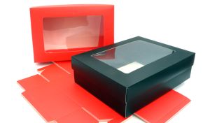 ΧΑΡΤΙΝΟ ΚΟΥΤΙ ME KAΠΑΚΙ ΠΑΡΑΘΥΡΟ ΖΕΛΑΤΙΝΑ 30cm x 23cm x 9cm 0402242/12 ΤΕΜΑΧΙΑ