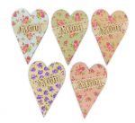 Ξύλινη Καρδιά Με Υφασμα Φλοράλ-Δαντέλα -Αγάπη Ξύλινο-12χ8cm